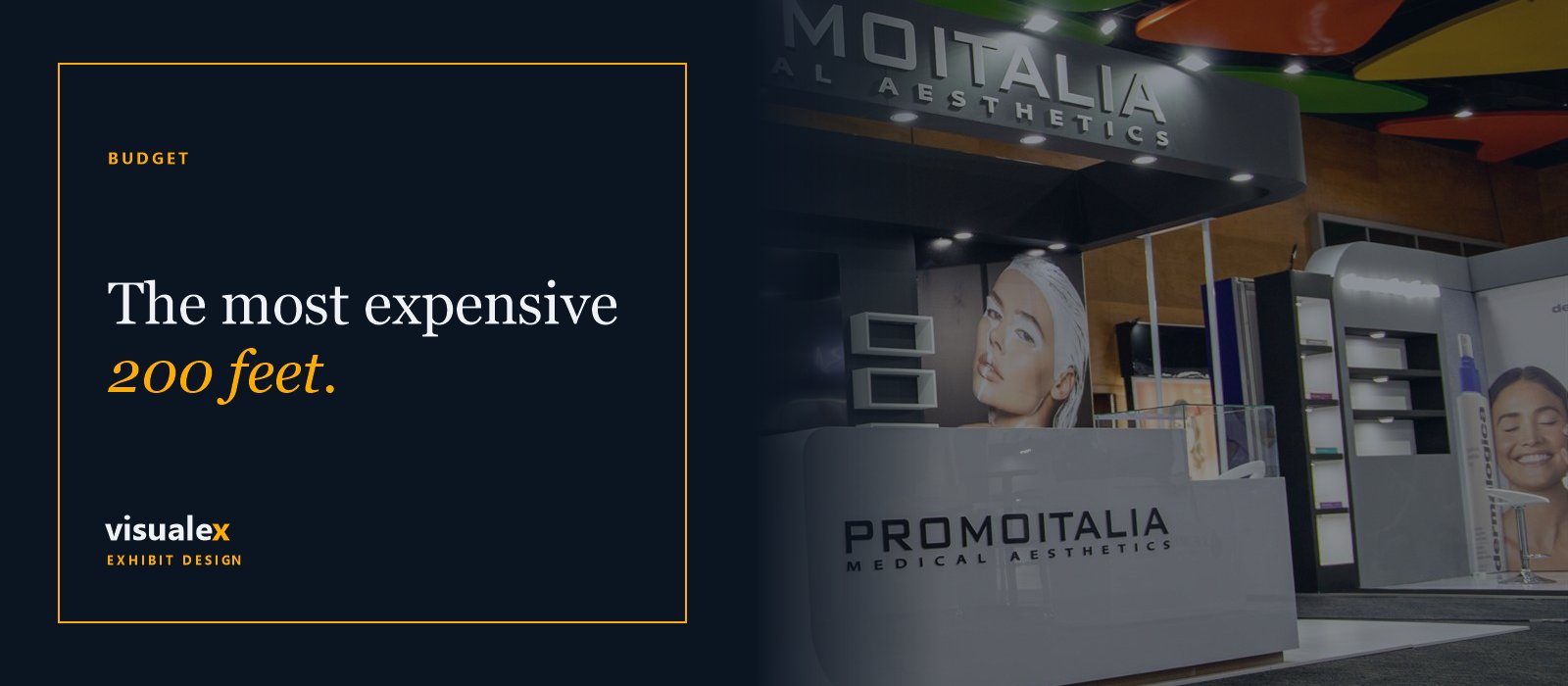 A custom exhibit stand assembled on the show floor