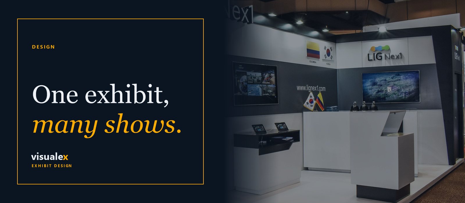 A modular custom exhibit stand built for a recurring show